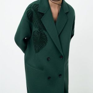 Zara green wool blend coat